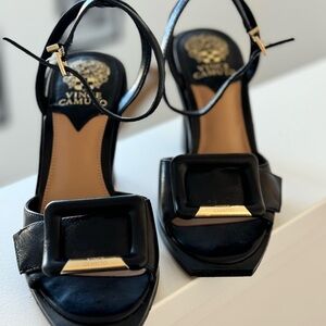 Vince Camuto heels with gold buckle size 7. Worn once.